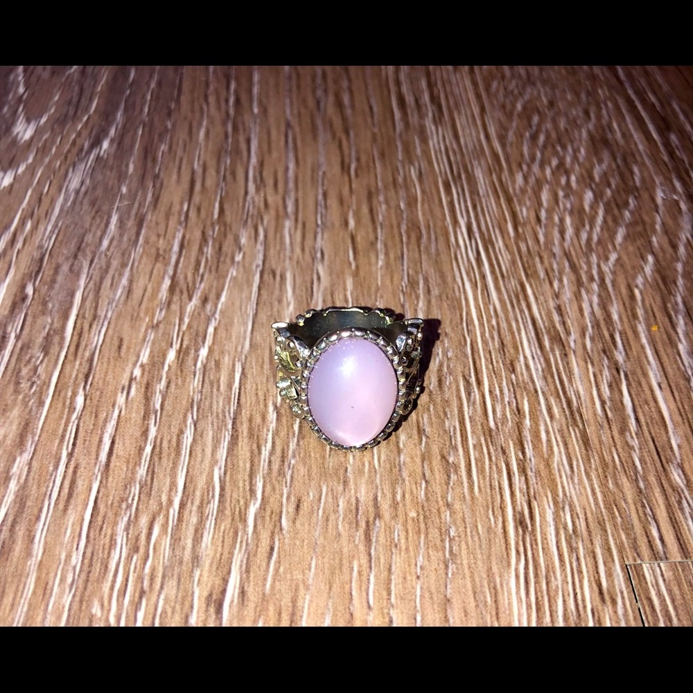 Silver and Pink Onyx Moonstone Ring